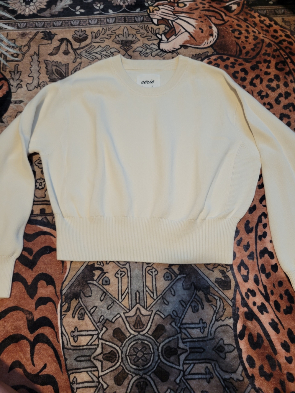 aerie Cream Crewneck Sweater